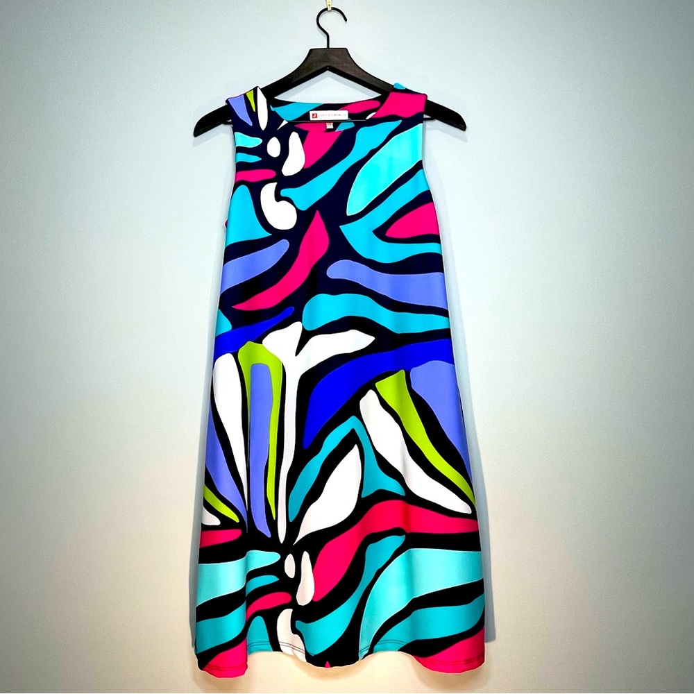 JUDE CONNALLY Ana Dress Multicolor Groovy Abstract Pattern Stretch Size Small